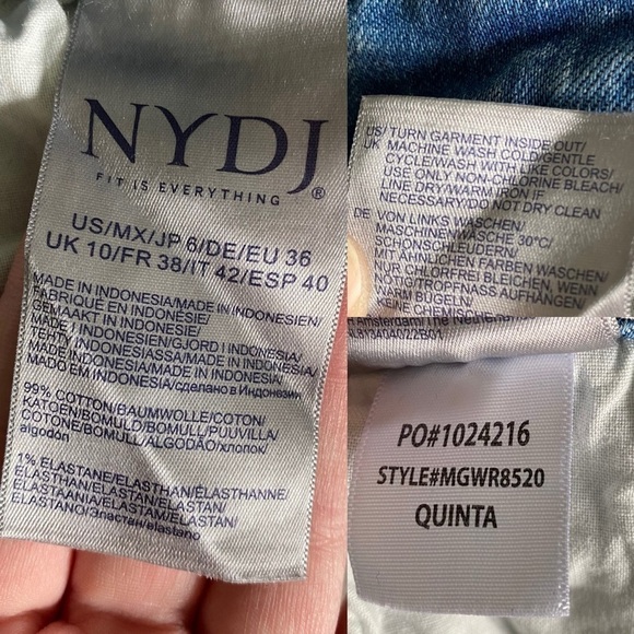 NYDJ Cropped Flare Leg High Waist Ankle Jean in Quinta wash size 6 blue raw hem - Picture 8 of 12